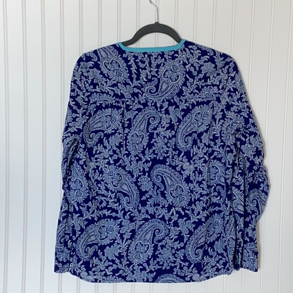 J. Crew Blue Paisley Boho Hippie Blouse Top Shirt - Picture 4 of 4
